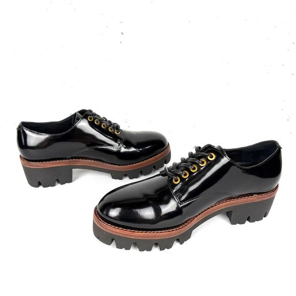 Jeffrey Campbell Trevor Platform Lug Sole Derby Oxfords Black Patent Leather 8 - Picture 11 of 12